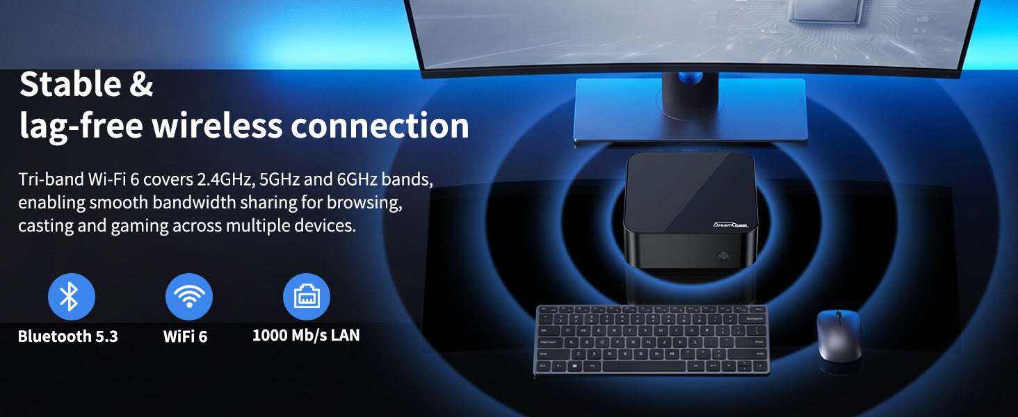 DreamQuest Pro WiFi 6 Bluetooth 5.3 stable wireless