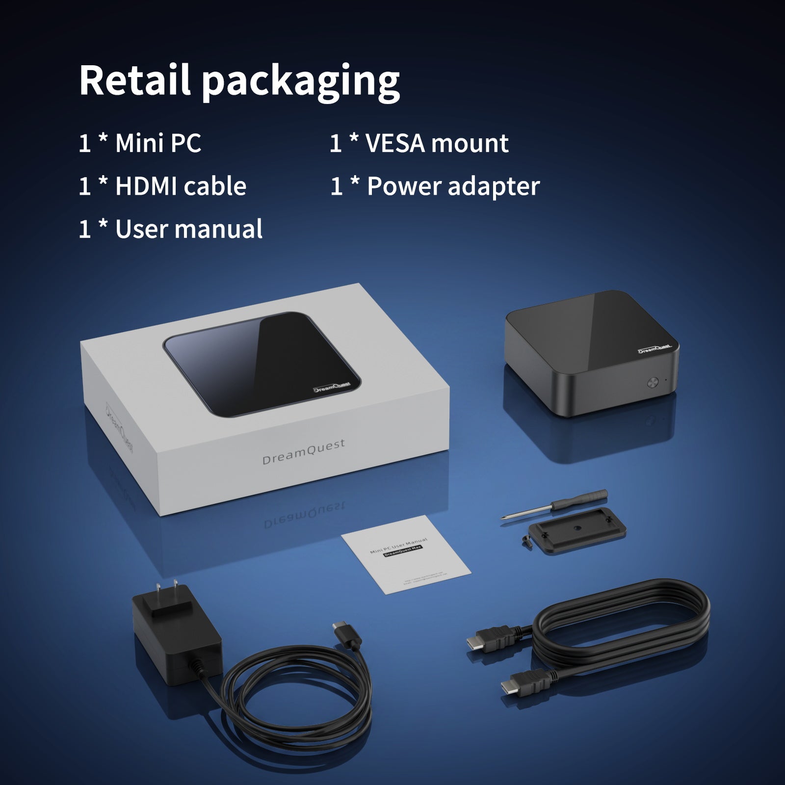 DreamQuest Pro packaging and accessories flat lay